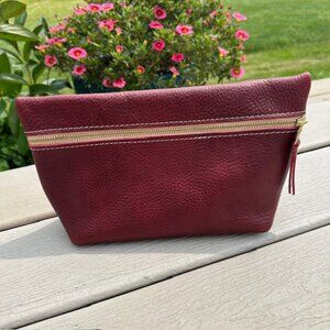 PLG RARE Makeup Bag Classic XL Sangria - Pebbled Leather Deep Wine Color 🦄